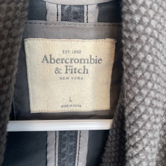 Abercrombie & Fitch Women's Waffle Wrap Jacket Sz L Y2K Boho Steel Gray Moto - Picture 9 of 10